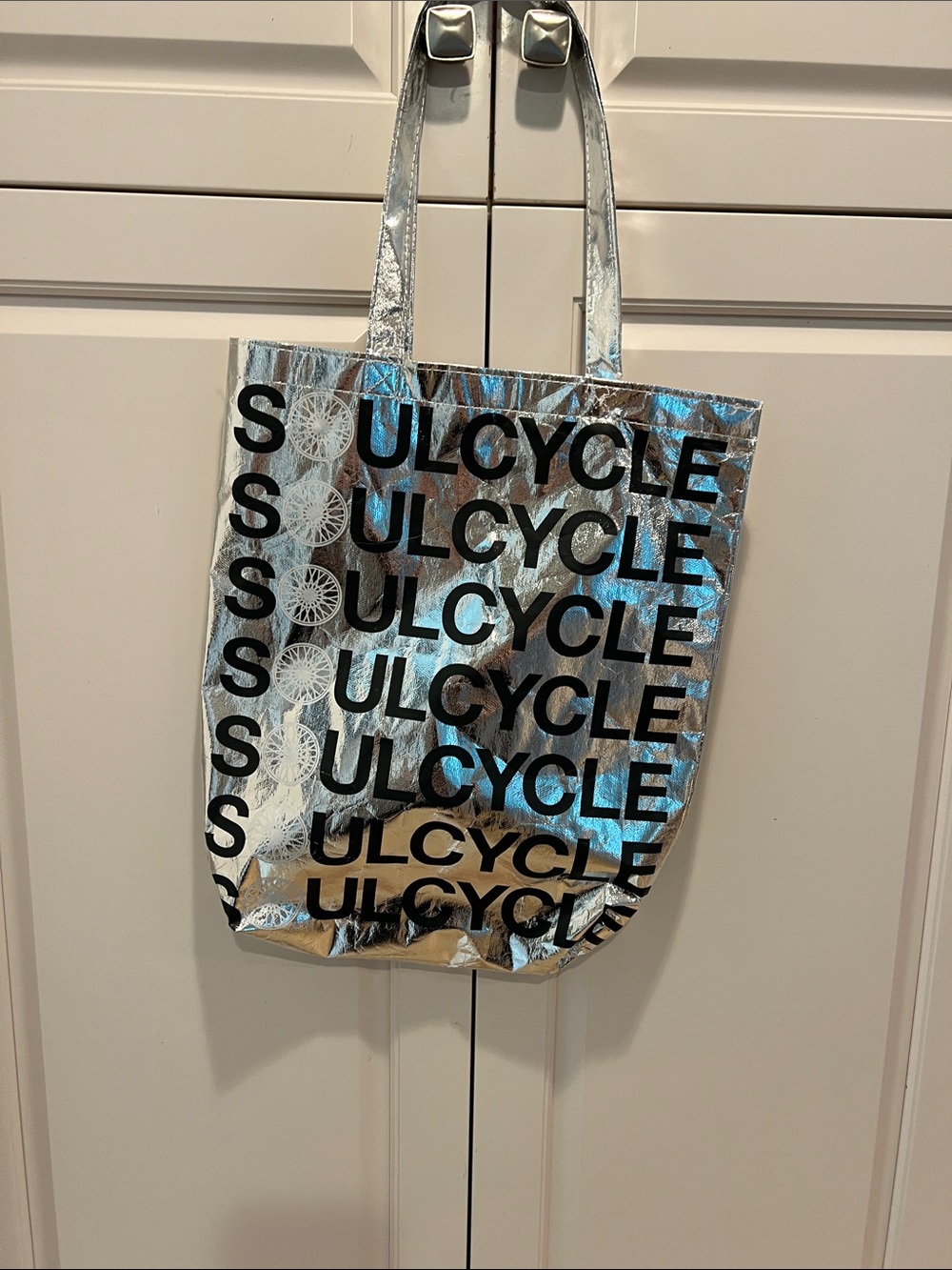 soulcycle Silver Metallic Logo Tote